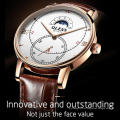Mann-Lederband-Quarz-Armbanduhr Mode beiläufige große Zifferblattuhren für Jungen Mondphase wasserdichte OLEVS-Uhr